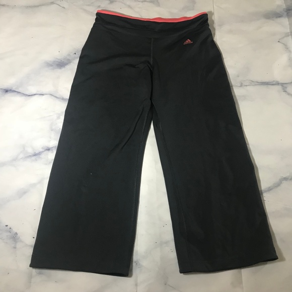 Adidas Grey & Coral Pink Loose Fit Workout Capris - Picture 2 of 9